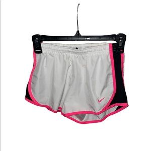 Nike Dri-Fit XS White/Neon Pink/Black Athletic Shorts w/ insert cut out